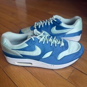 Nike Air Max 1 Satin Sunburst Blue Green Mens Sneakers Low Top Shoes 10.5